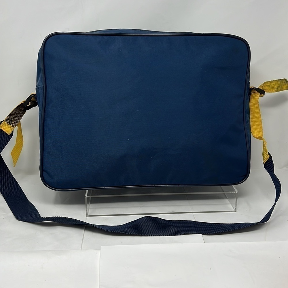 Emilio Pucci 1970’s Nylon Blue Yellow Crossbody Large Zip Tote Bag - Picture 6 of 12